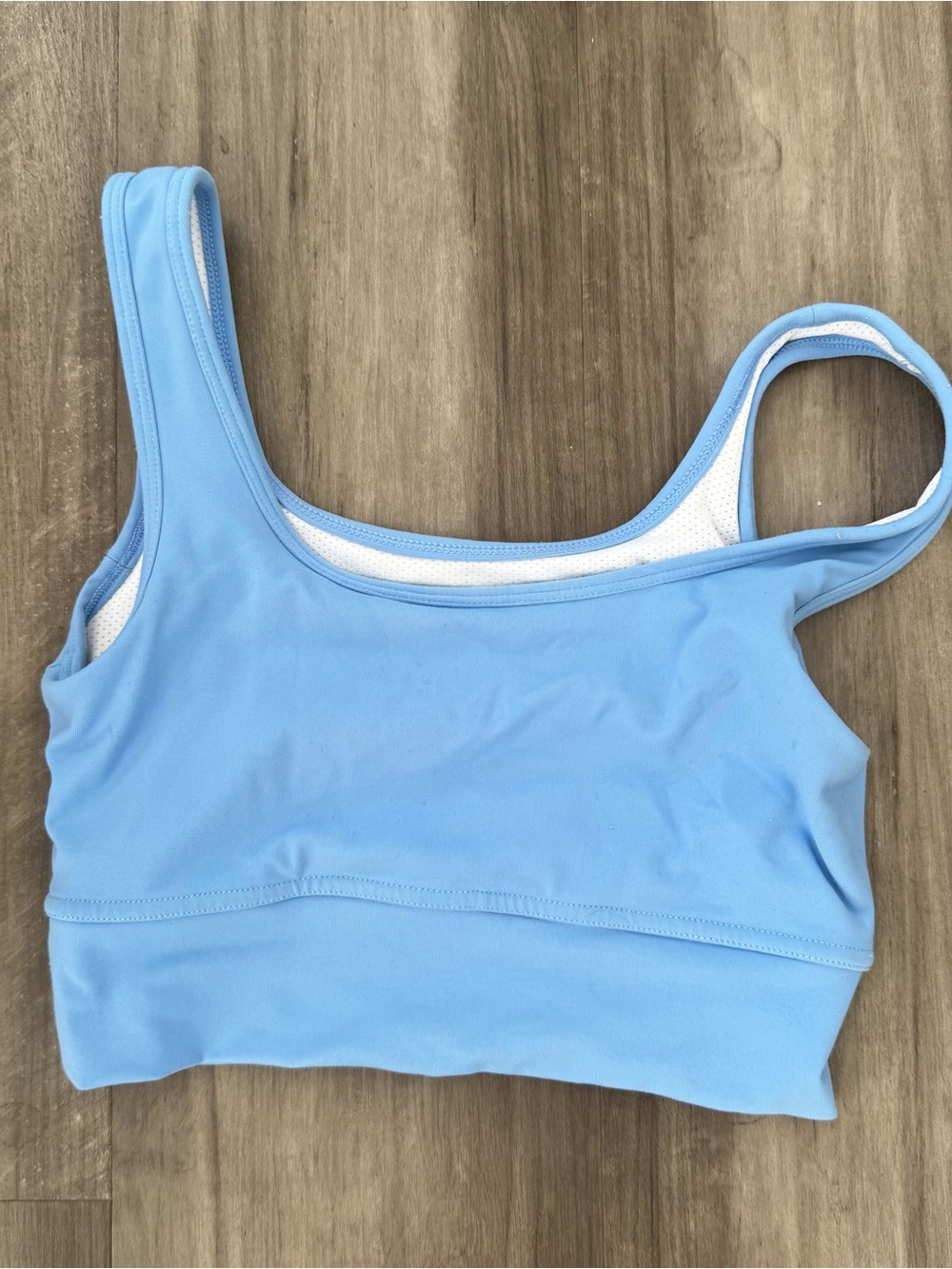 Saski Light Blue Scoop Neck Sports Bra
